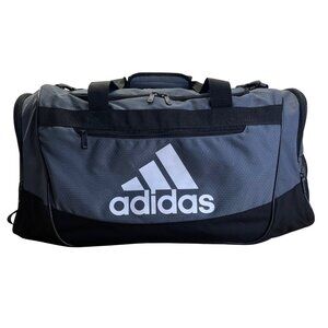 Adidas Gray & Black Signature Logo & Crossbody Strap Defender Duffel Bag Size L
